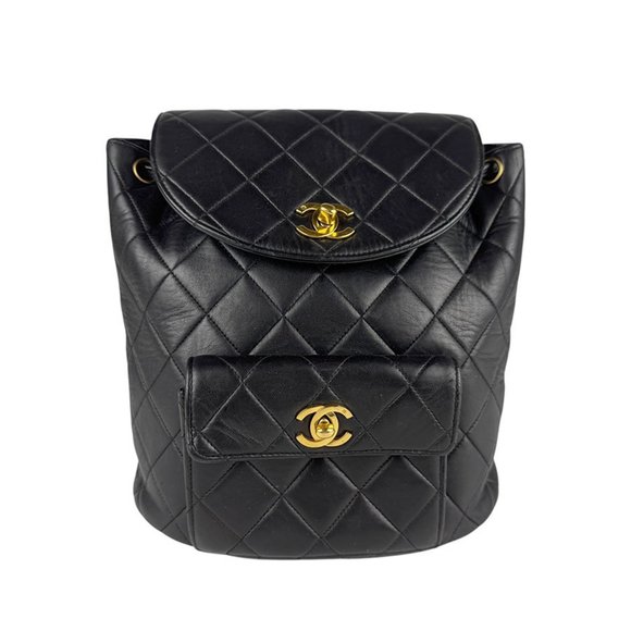 CHANEL Matelasse Backpack in Leather, Metal, Black, and Gold, Women's, z6816 - Picture 1 of 5